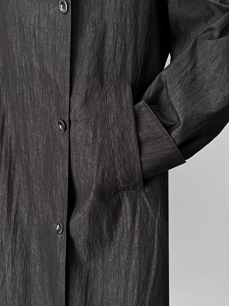 Minimalist British Style Trench Coat For Women, Long Sleeve Belted Duster Coat, Oversized Lapel Casual Overcoat In Beige & Denim Black_voghion.com