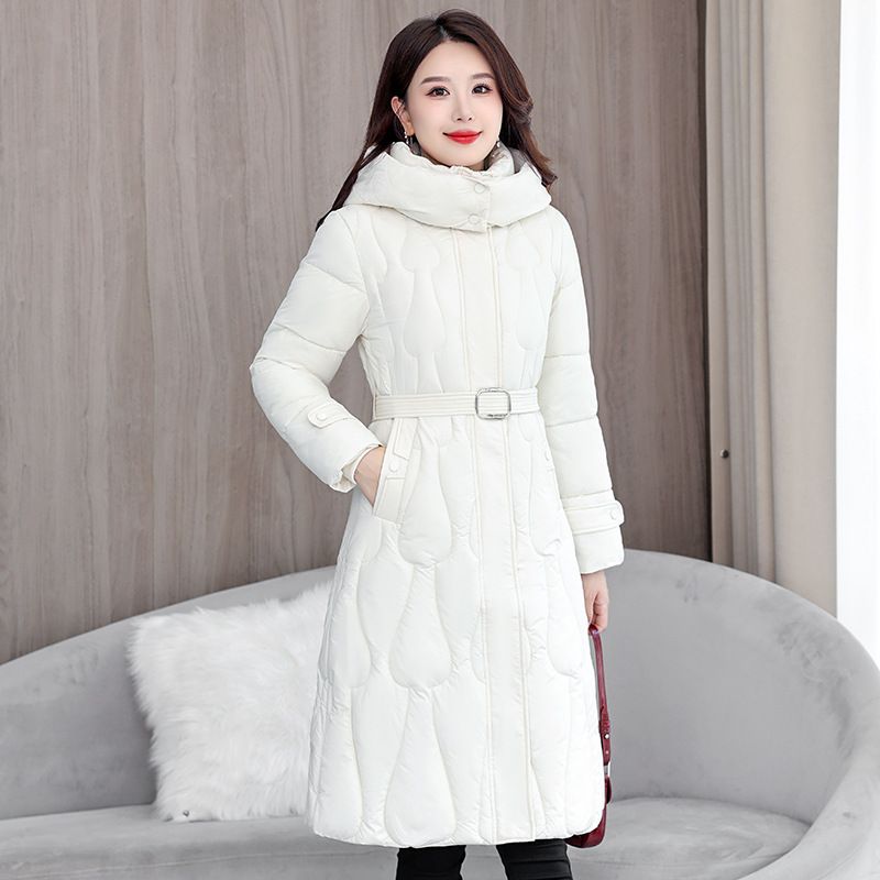 Oversized Puffer Coat With Belt – Women's Long Winter Jacket (Knee-Length, Quilted Lining, Thickened Insulation, L-XXXL)_voghion.com