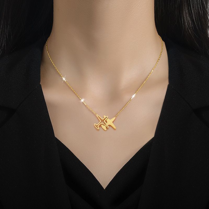 【 All Body Titanium Steel 】 Cold Plane Personality Extremely Simple Wind Furnace Real Gold Necklace Female Ins Internet_voghion.com