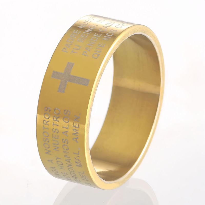 Anello con lettera a croce incisa, gioielli personalizzati da uomo in acciaio inossidabile, accessori in acciaio al titanio_voghion.com