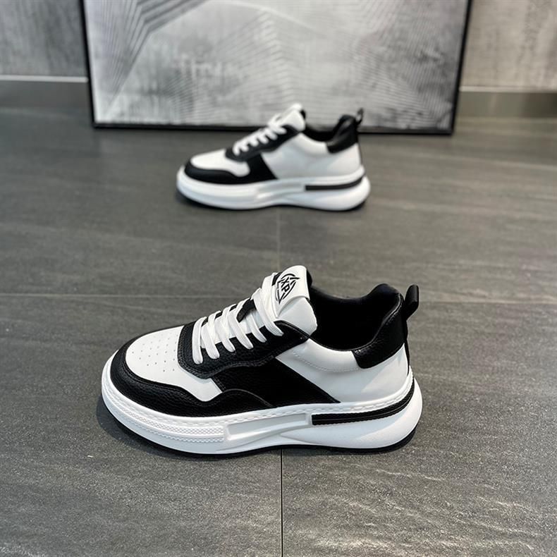 2024 Spring New Leather Lightweight Sports Thick Sole Versatile Men's Comfortable Little White Casual Shoes_voghion.com