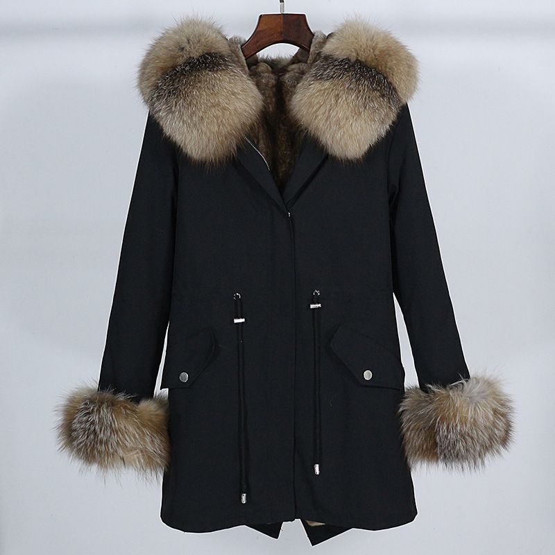 Naisterõivad Parker Fur Winter eemaldatava voodriga keskmise ja pika rebase karusnahast mantel_voghion.com