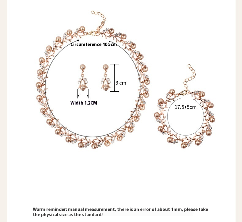 Collier de perles coréennes, boucles d'oreilles, robe de mariée, accessoires polyvalents, à la mode, petit et frais en alliage galvanisé trois_voghion.com