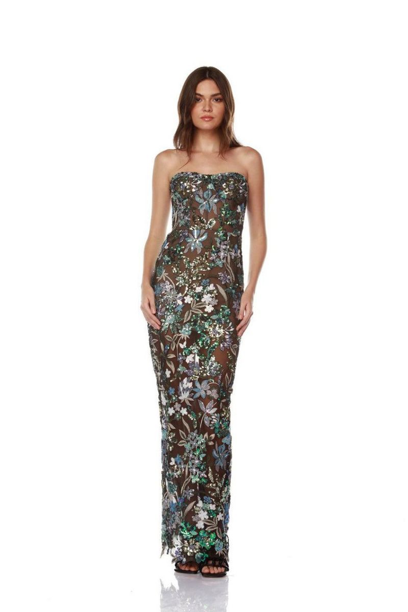 Elegant Blue Fishbone Corset Bodycon Dress With Embroidery – Long Sleeveless Formal Gown For Evening Parties & Special Occasions_voghion.com