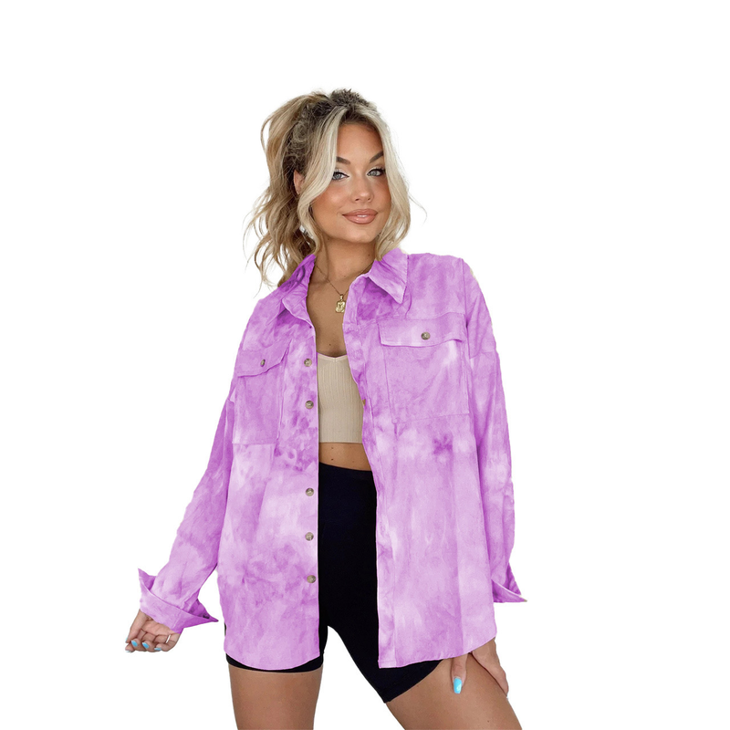 Women's casual long-sleeved tie-dye shirt jacket new autumn Korean style loose shirt_voghion.com
