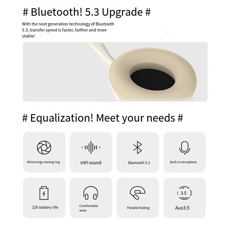 P7233 uz galvas valkājamas Bluetooth austiņas, bezvadu mūzikas austiņas, melna tehnoloģija, pilna komplekta stereoskopiskas austiņas, mērogojamas austiņas_voghion.com