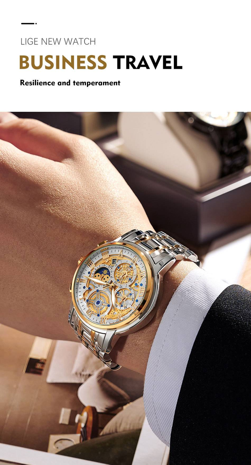 Chronograph Watch with Stopwatch Function,Monthly Calendar, Quick-Set Date,Traditional Analog Dial - Stylish Mens Fashion Business Leisure Wrist Watch_voghion.com