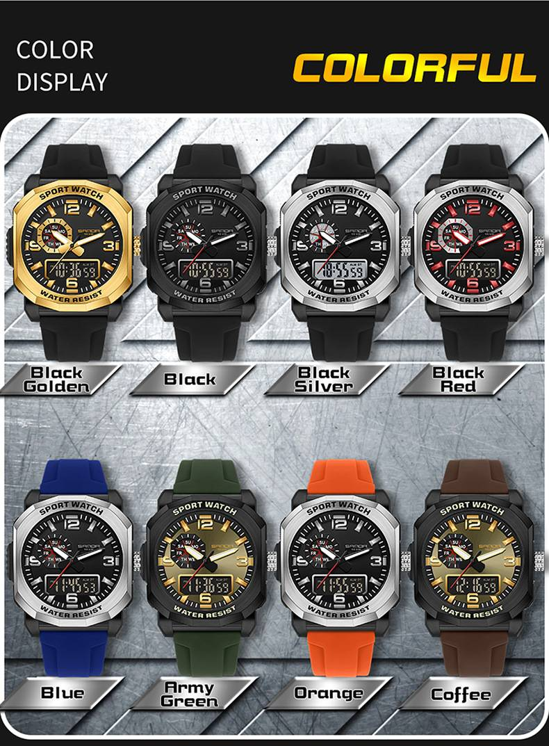 Multi Functional Digital Watch, Dual Display Waterproof Luminous Electronic Watch, Fashion Electronic Watch for Youth_voghion.com