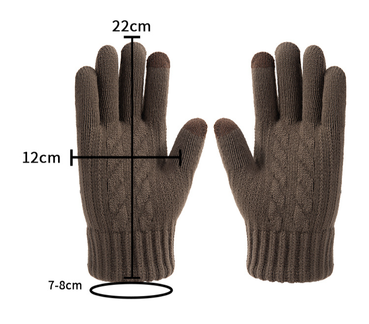 Guantes de punto unisex con pantalla táctil para otoño e invierno, para ciclismo y conducción para hombres, con forro polar grueso, guantes fríos y cálidos para estudiantes_voghion.com