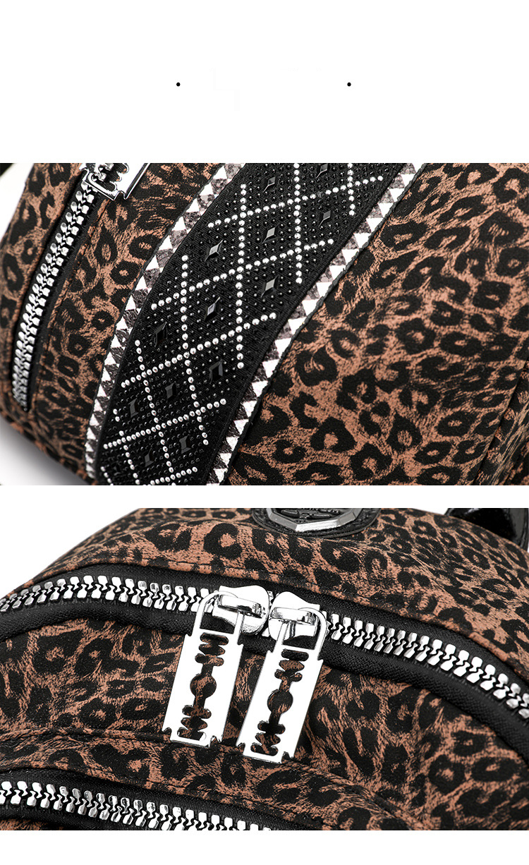 Women's Bags Women's backpack new leisure pu leopard print large capacity dual use single shoulder women's bag leisure retro backpack women_voghion.com