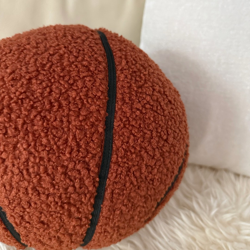 1pc Of Sherpa 3D Basketball Decorative Pillow, Sofa Creative Pillow, Home Decoration Cushion, Cute Plush Doll Decompression Boy Toy, Birthday Gift_voghion.com
