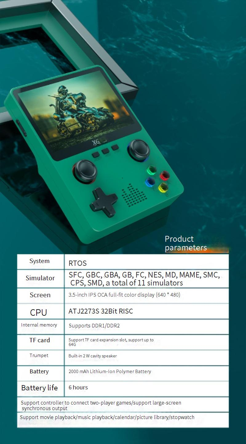 Videogameconsoles X6 Gameconsole HD 3,5 inch scherm PSP Handheld gameconsole Dual Joystick GBA Arcade Simulator_voghion.com