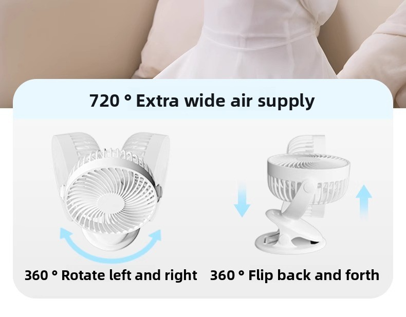 USB Rechargeable Clip-On Desk Fan - Quiet & Portable For Office Home & Dorm (Adjustable 3-Speed Long Battery Life)_voghion.com