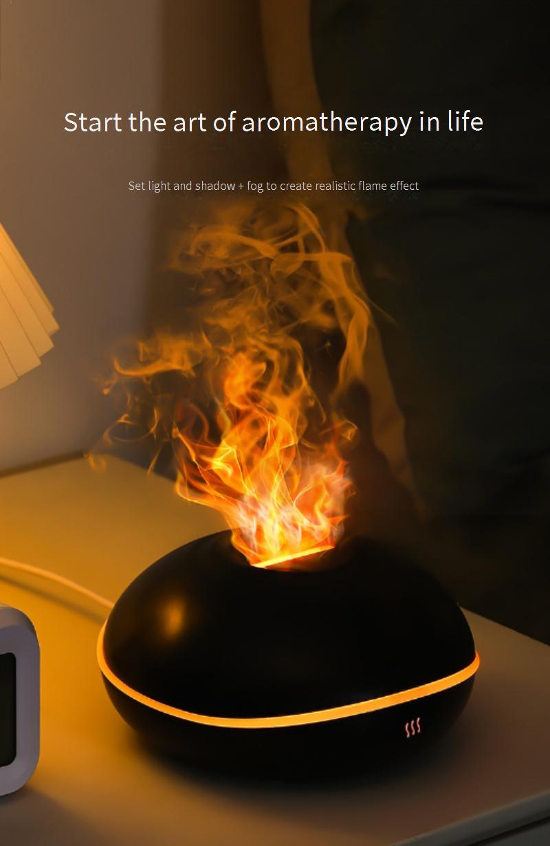 USB Aroma Diffuser With Colorful Flame Effect, Ultrasonic Humidifier For Home & Car, 500ml Large Mist Output, Quiet Operation (36dB), 2-8H Timer_voghion.com