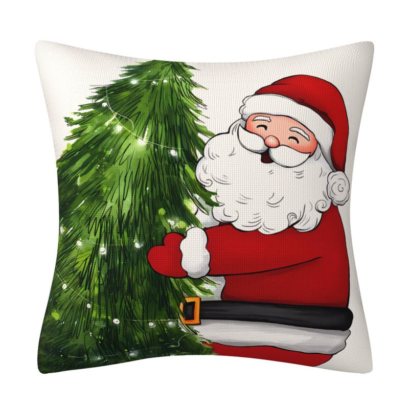 Federa per cuscino natalizio con Babbo Natale e pupazzo di neve - Federa per cuscino per arredamento festivo per divano, letto, sedia - 45x45 cm, motivo stampato in poliestere_voghion.com
