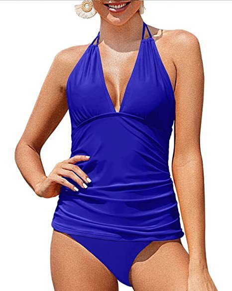 Abbigliamento da donna Costume da bagno due pezzi con scollo all'americana da donna Costume da bagno due pezzi con scollo a V Slip bikini Costume da bagno due pezzi contenitivo per la pancia_voghion.com