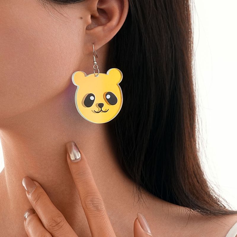 Nuovi orecchini a forma di panda in acrilico ecologico semi-gestiti e laser, carini, in stile cartone animato_voghion.com