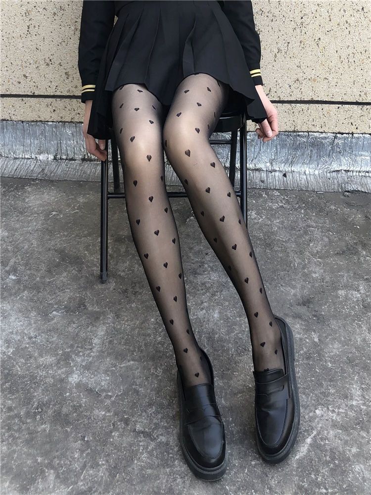 Bas fins en soie jacquard à motifs noirs, collants à pois, JK Lolita_voghion.com