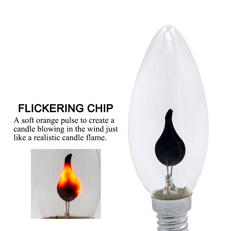 Lampadina a LED a candela E14 E27 Lampadina a effetto fiamma a LED AC220V Emulazione Edison Illuminazione antincendio Decorazioni per la casa vintage Lampadina a candela_voghion.com