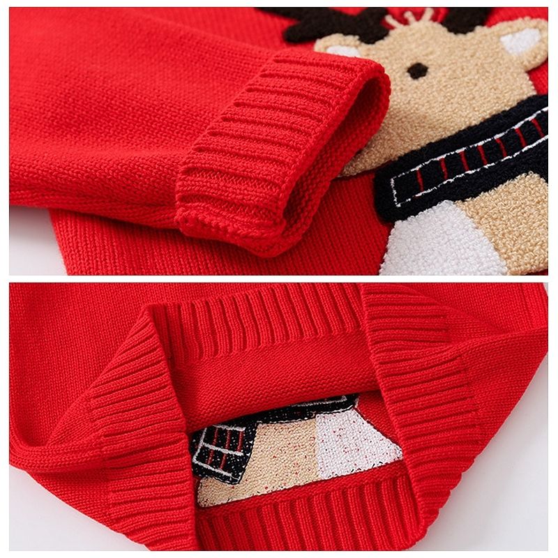 XUANMU Kinder Weihnachtspullover Cartoon Elch Junge Mädchen Pullover Modetrend Warmer Winter Dicker Pullover XB112_voghion.com