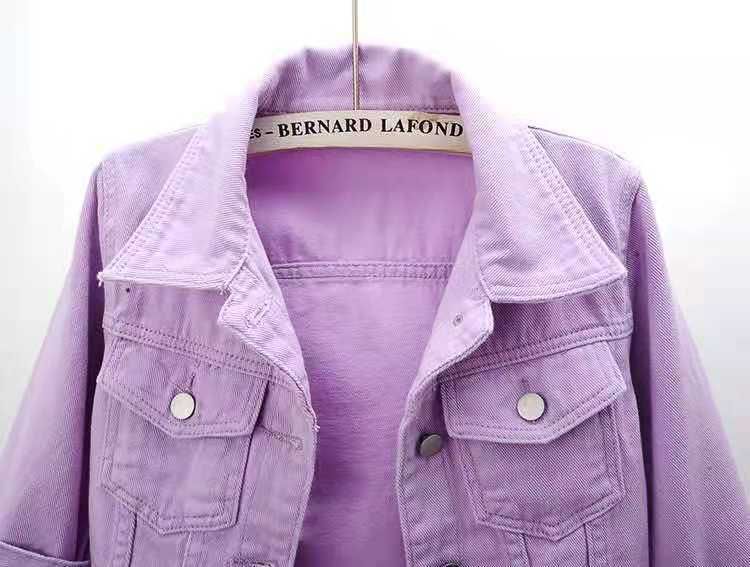 Spring and summer Korean style slim color mid-sleeve denim jacket women's short three-quarter sleeve jacket waistcoat small shawl top_voghion.com