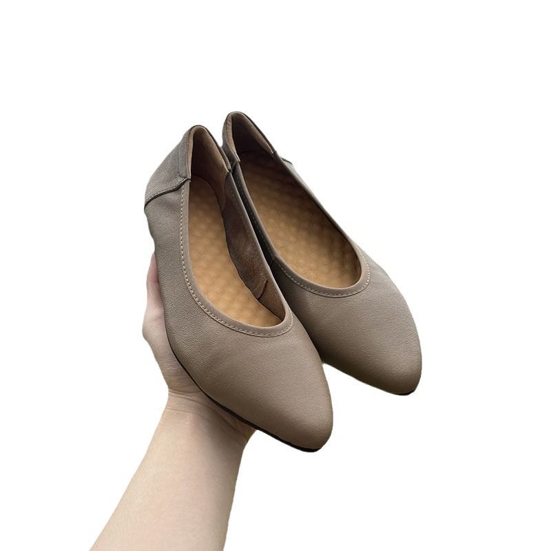2024 Schaffell Einzelnen Casual Künstlerische Flachen Mund Echtes Leder Slip-On Elegante Mode Frauen Schuhe Bequem_voghion.com