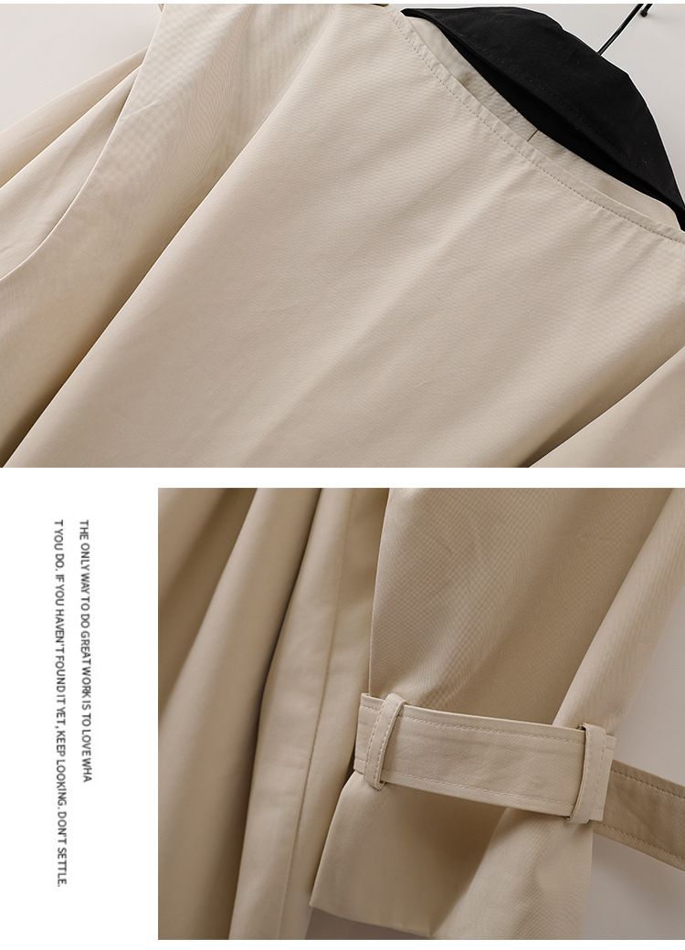 Damescontrastkleurige trenchcoat met enkele rij knopen en vest met herfstrevers_voghion.com