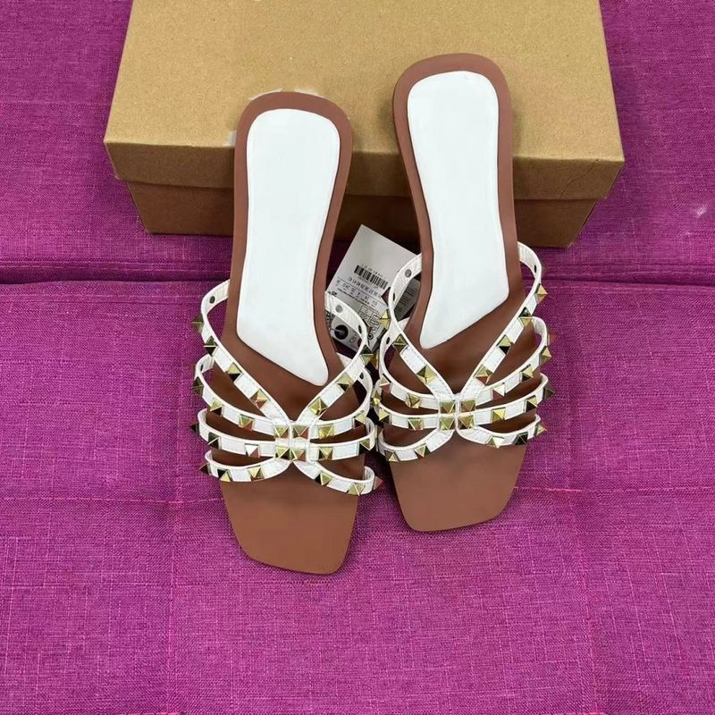 Pantofole da donna piatte borchiate alla moda e versatili_voghion.com