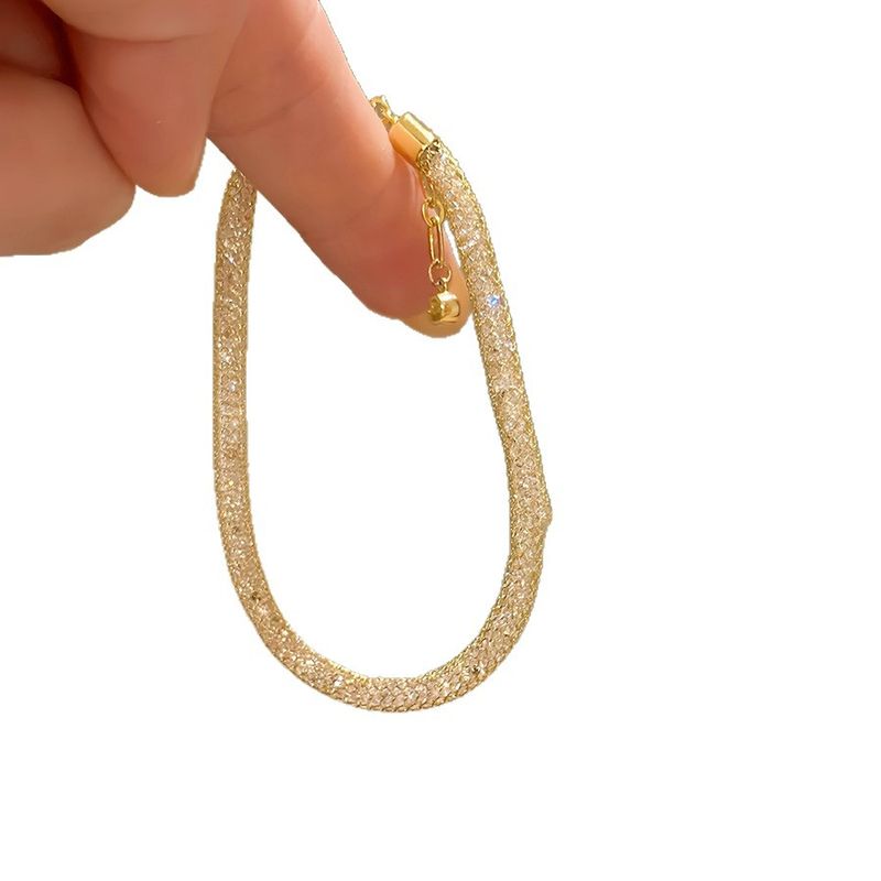 European And American Style Grid Zircon Twisted Vintage High-end Feel Bracelet Light Luxury Simple Fashion Personality_voghion.com