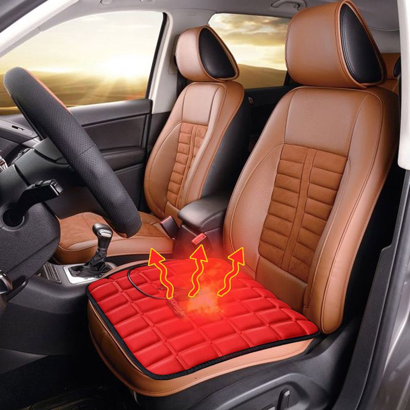 12V Heated Cover Electric Heating Pad Front Cushion Adjustable Temperature Universal Winter Car Seat Covers Warmer_voghion.com