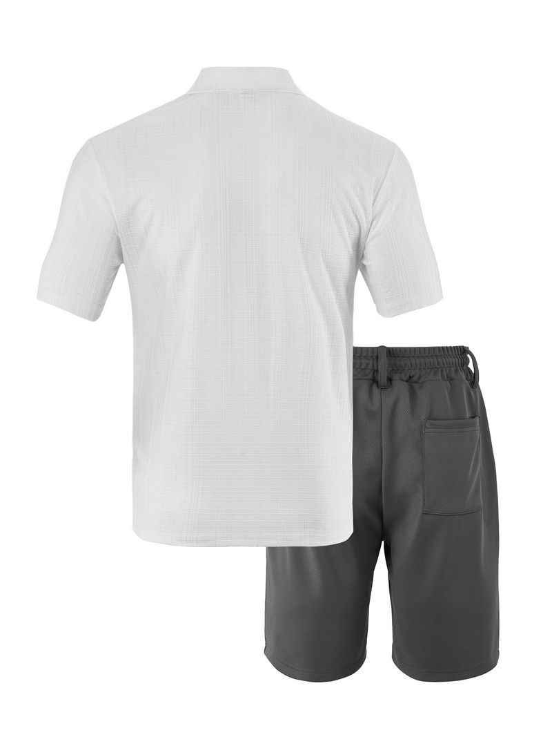Abbigliamento maschile New Pallets Camicia da uomo casual sportiva in lino con risvolto a quadri piccoli_voghion.com
