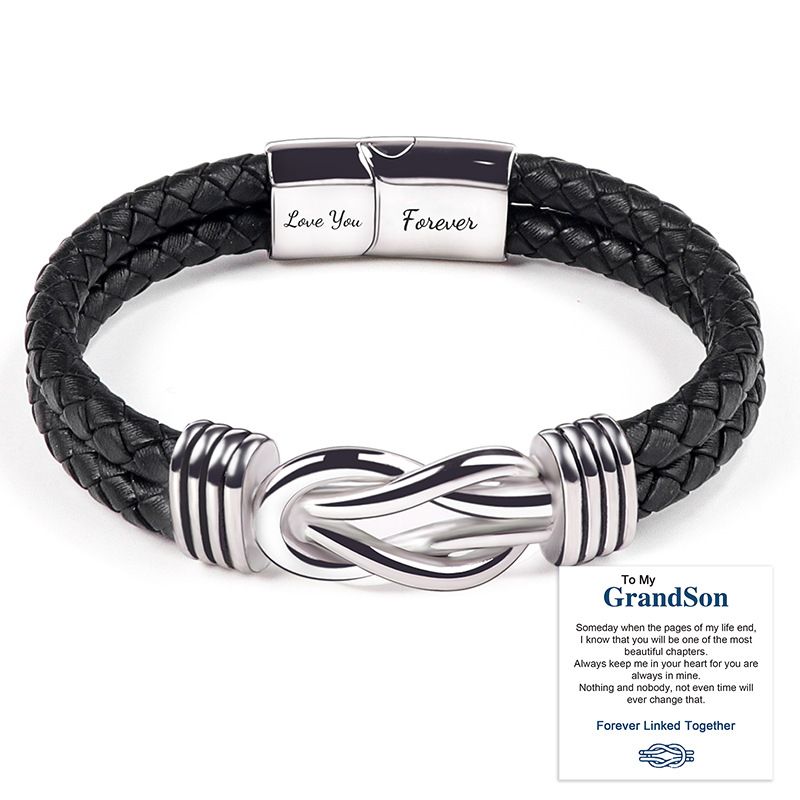Bracciale da uomo in pelle con incisione "Ti amo per sempre", bracciale magnetico a doppio strato in acciaio inossidabile_voghion.com