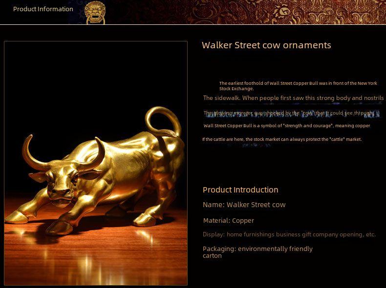 Taureau en Bronze Wall Street Wangshi Jinniu, bureau de négociation d'actions, cadeau artisanal en cuivre, taureau de Fortune, ornements en Bronze_voghion.com