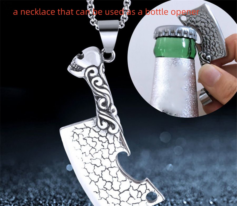 Modeschmuck Retro Punk Hip-Hop kreative Küchenmesserform kann Bierflaschenverschluss Halskette Anhänger öffnen_voghion.com