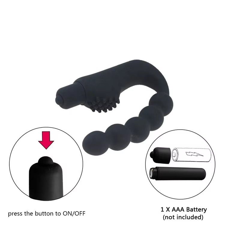 Massageador de próstata portátil, à prova d'água, com bateria e 10 frequências de vibração, em silicone ABS, potente e rápido, para homens._voghion.com