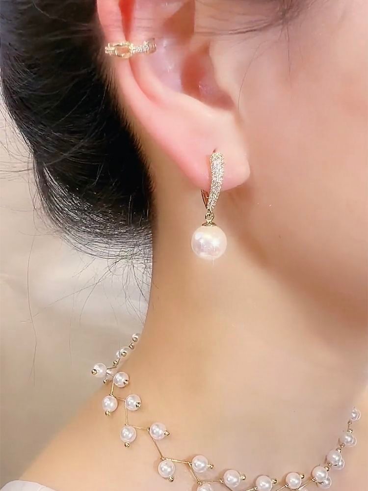 Nuove perle francesi eleganti e alla moda da donna, popolari sui social media, con un design di nicchia, una chiusura per orecchini premurosa e un ago d'argento_voghion.com