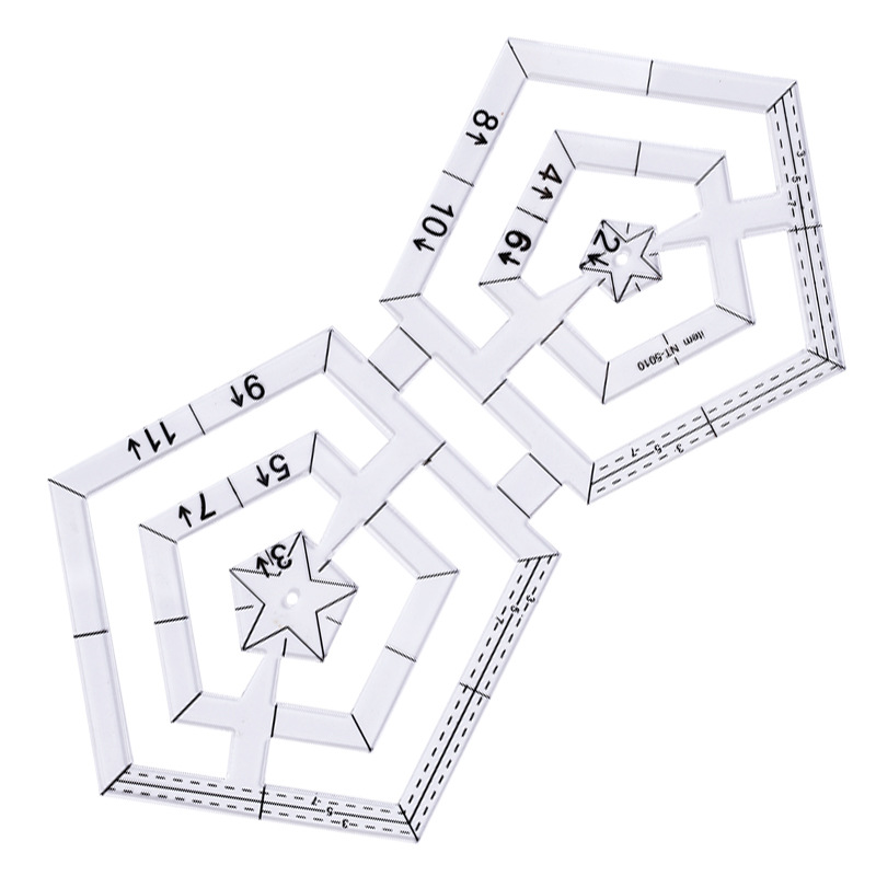 1 pz righello per quilting acrilico doppio pentagono strumento per quilting righello per grafici quilting fai da te_voghion.com