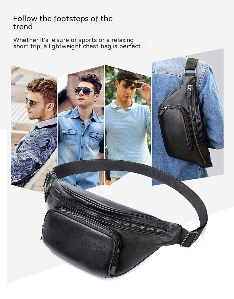 New sports men's shoulder bag, head layer cowhide multi-functional shoulder bag, genuine leather, large capacity men's chest bag, waist bag_voghion.com