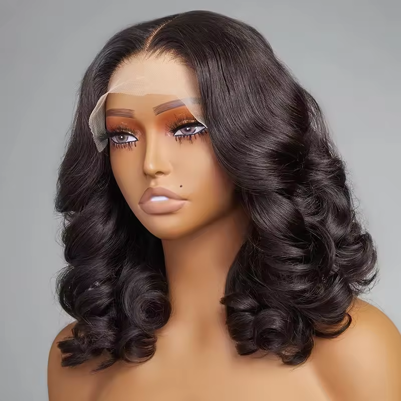 Bouncy Loose Wave Lace Front Human Hair Wigs 210% Density Brazilian Virgin Hair Glueless Lace Frontal Wigs Pre Plucked For Woman_voghion.com