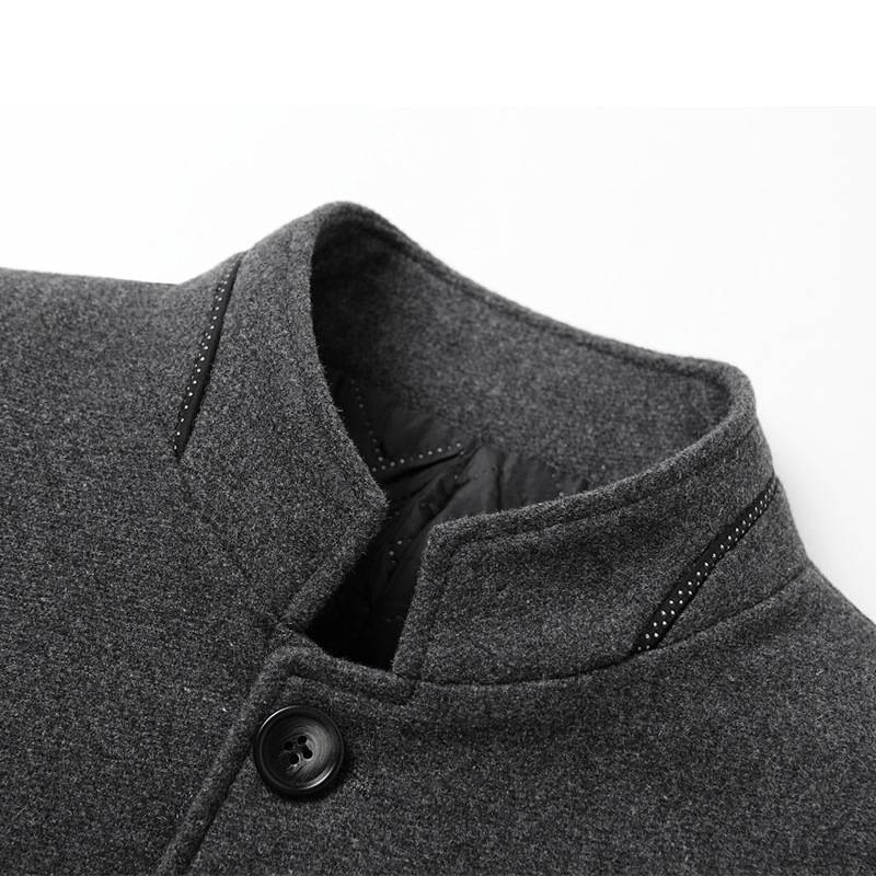 Men's Autumn And Winter Woolen Jacket Stand Collar Coat Middle-aged Men's Father Woolen Coat_voghion.com
