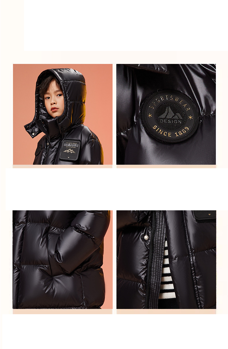 Kinder donsjack winter 90 wit eendendons zon kinder dikke zwarte goud jas tij_voghion.com