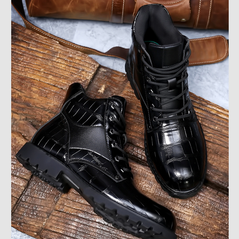 Scarpe da uomo retrò da uomo di grandi dimensioni Scarpe in pelle Stivali da uomo alla moda di media altezza_voghion.com