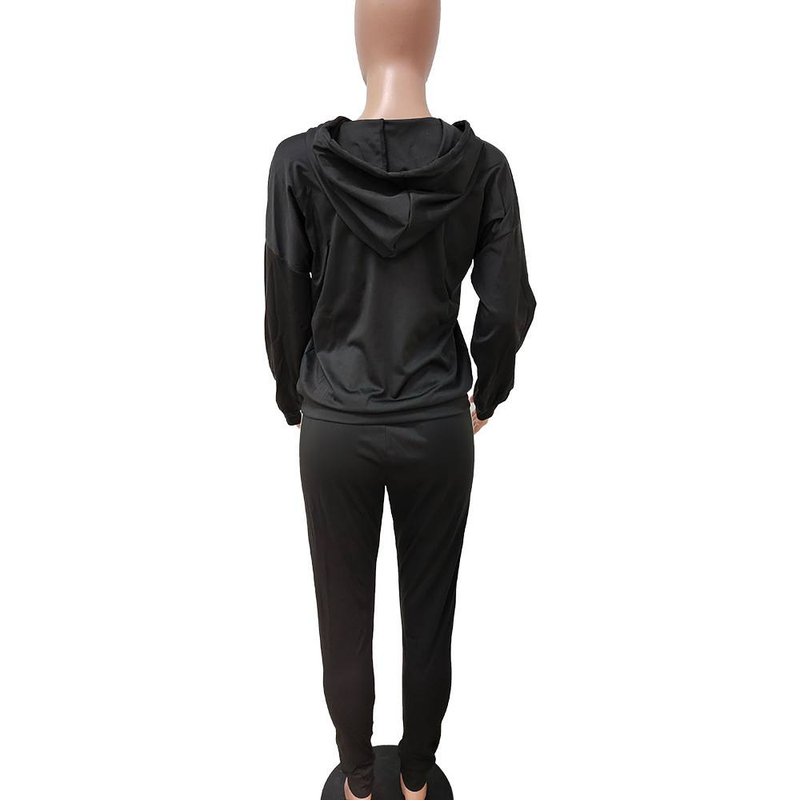 2-delige set damesoutfit LOVE Letter Print High Neck Hoodies Sweatshirt Broek Trainingspak Plus Size Streetwear Casual Pak_voghion.com
