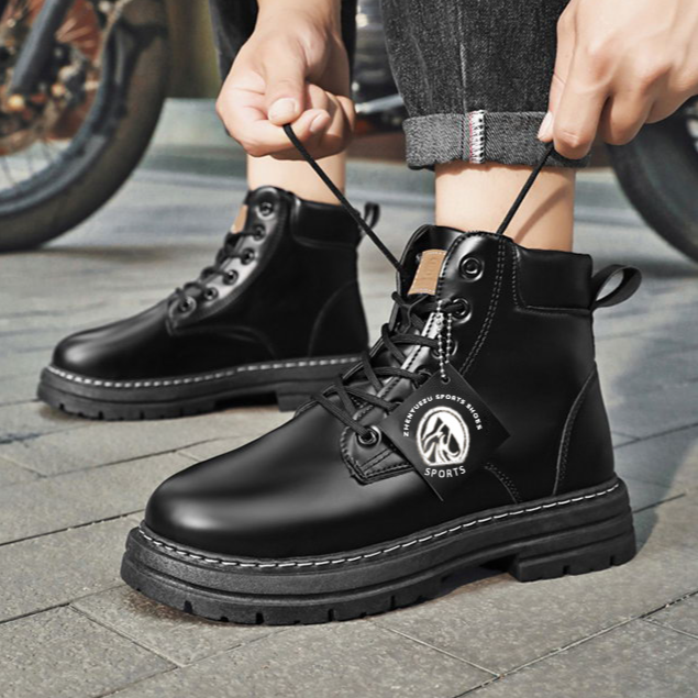 Botas Martin populares masculinas tamanho extra grande 48 botas masculinas estilo retrô britânico botas de trabalho de cano alto botas de couro_voghion.com