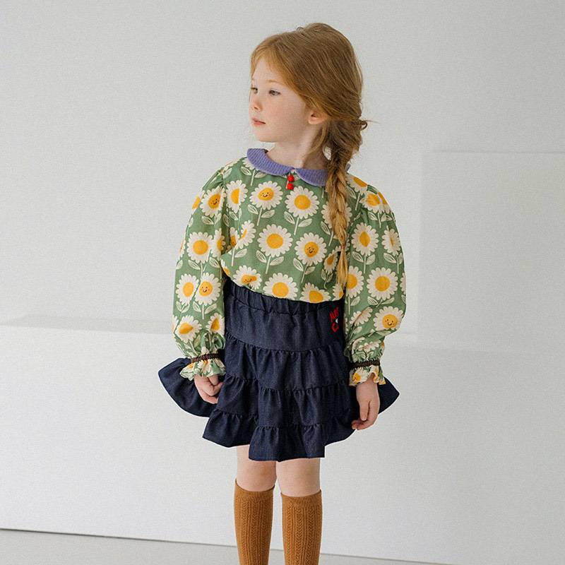 Vêtements pour enfants Automne Nouvelle mode Enfants Filles Décontracté Princesse Dessin animé Imprimé Demi-longueur Jupe en jean_voghion.com