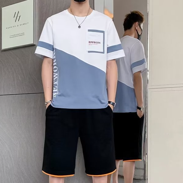 Herrenbekleidung Sommersportanzug Herren Lässiger dünner Kurzarm-Shorts-Zweiteiler Anzug Schnelltrocknende Laufsportbekleidung für Herren_voghion.com