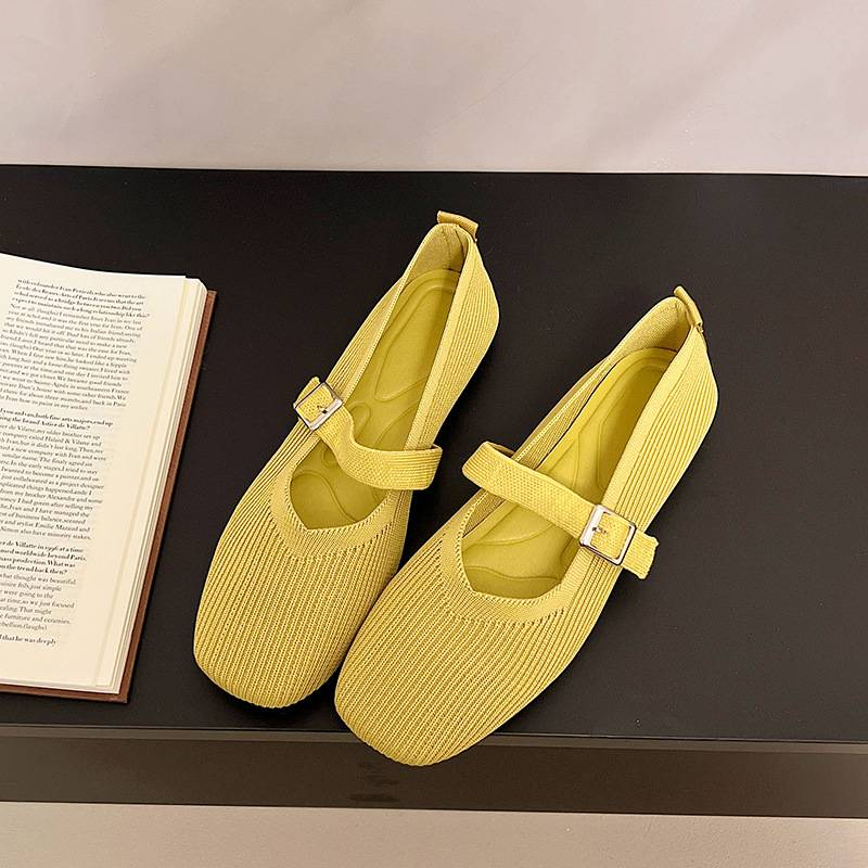 Täglich bequeme, schlichte und klassische einfarbige Flachstrickschuhe für Damen_voghion.com
