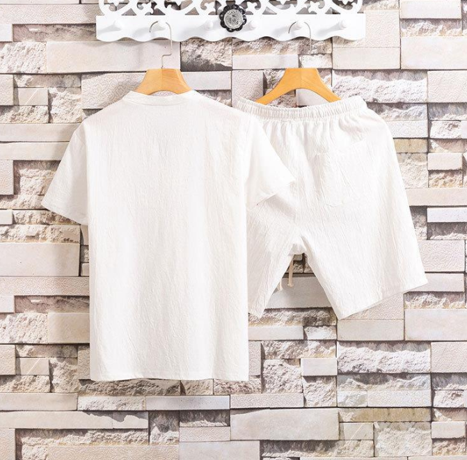 Breathable Cotton-Blend Short Sleeve T-Shirt & Shorts Set – Lightweight Summer Lounge Wear For Men (M-5XL, Quick-Dry & Anti-Wrinkle)_voghion.com