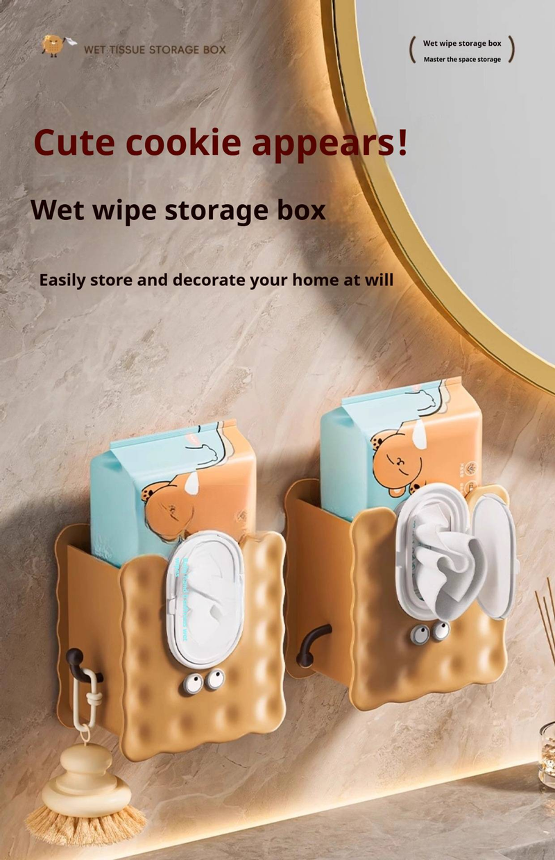 SquarePants Wall-Mounted Wet Wipes Holder – Large Opening Waterproof Tissue Box For Bathroom & Kitchen (Brown, PP Material)_voghion.com
