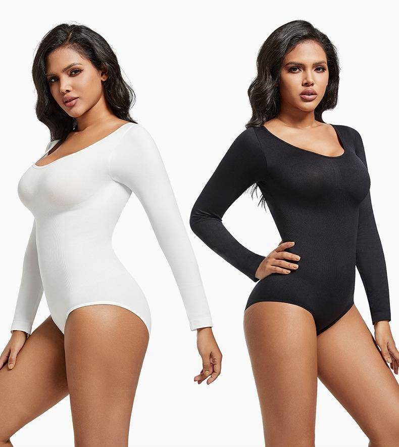 Naadloze shapewear bodysuit voor vrouwen - afslankende lingerie met lange mouwen en verstelbare bandjes, plus size_voghion.com